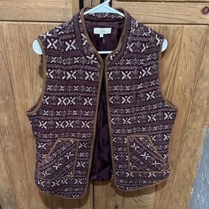 Entro Maroon and cream Patterned Vest